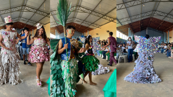 Alunos da rede pública do Piauí confeccionam roupas com materiais reciclados para desfile sustentável